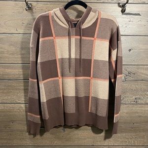 Plaid Hooded Knit Sweater